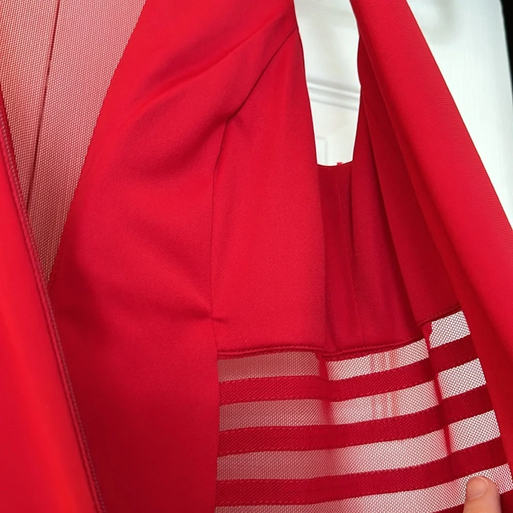 Red Gown with Mesh Cut outs - Picture 10 of 14